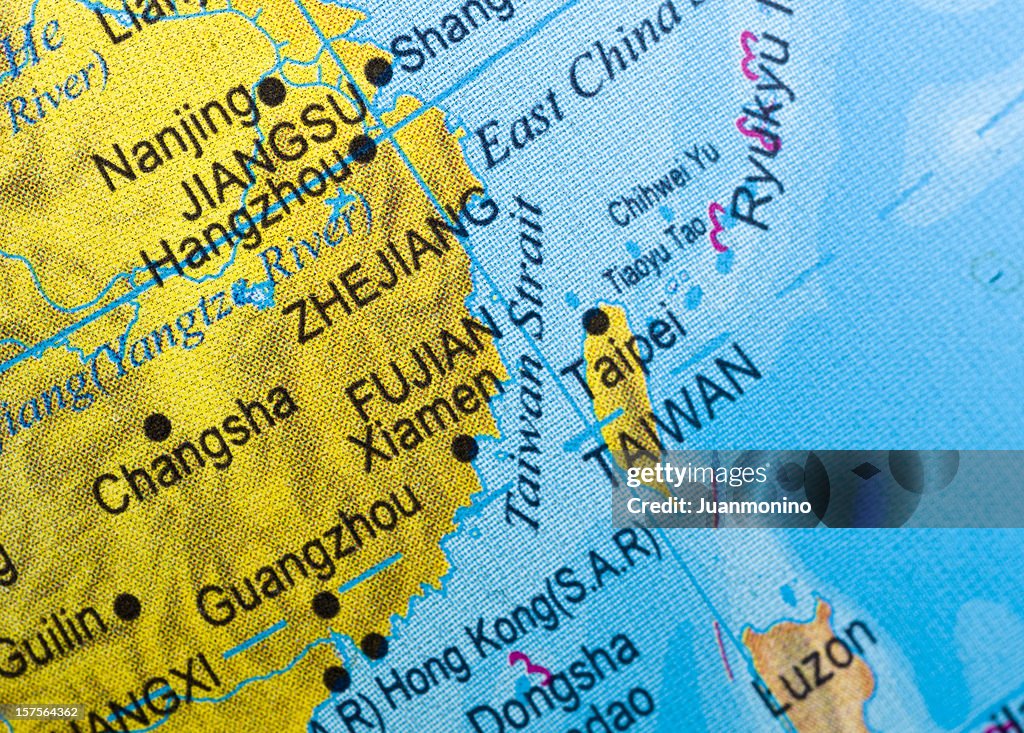 地図のクローズアップの台湾海峡ます。