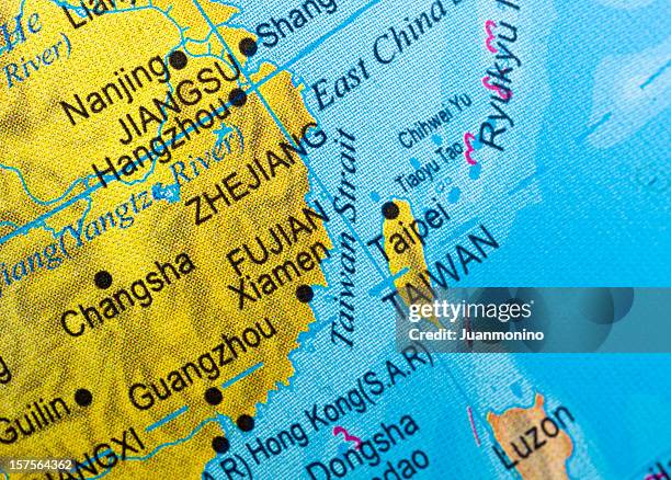 close up of a map of the taiwan strait. - sund bildbanksfoton och bilder