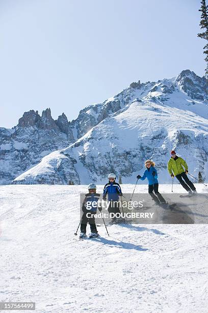 family skiing - telluride stock pictures, royalty-free photos & images