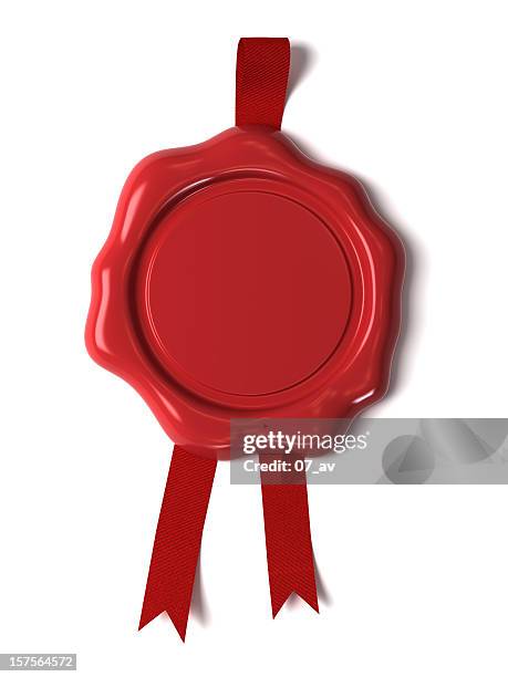 red wax seal against white background - seal stock pictures, royalty-free photos & images