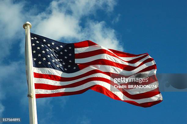 bandera estadounidense - saludar con la mano fotografías e imágenes de stock