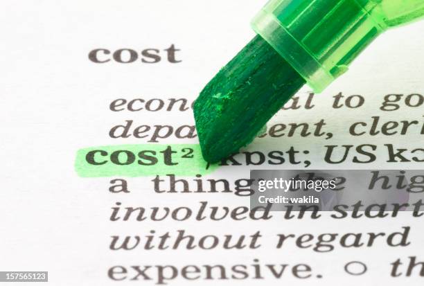 cost definition highlighted in dictionary - poor performance stock pictures, royalty-free photos & images