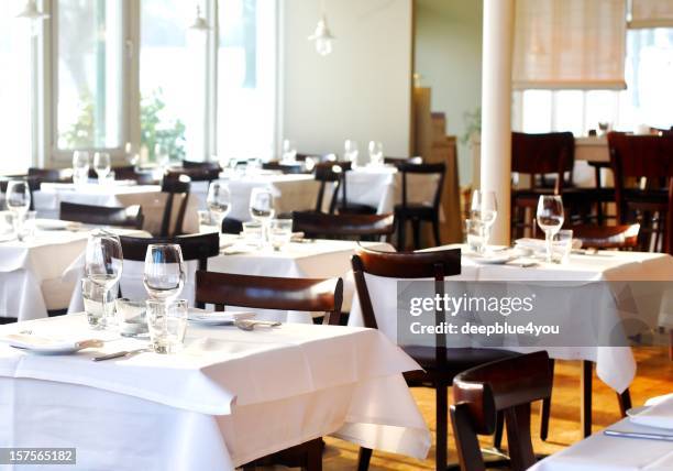 fine table setting in a restaurant - fine dining white tablecloth stock pictures, royalty-free photos & images
