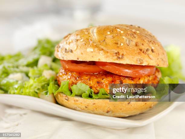 bbq chicken burger - turkey burger stock pictures, royalty-free photos & images