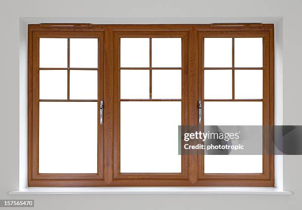 mahogany double glazed windows - window frame stock pictures, royalty-free photos & images