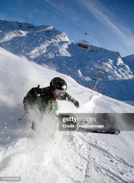 skiers - seggiovia stock pictures, royalty-free photos & images