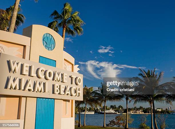 sunset in miami beach - miami beach stock pictures, royalty-free photos & images