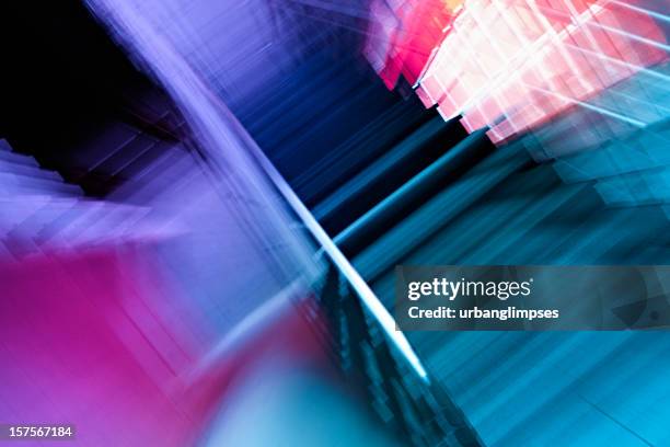 abstract dynamic architecture - colourful stairs stock pictures, royalty-free photos & images