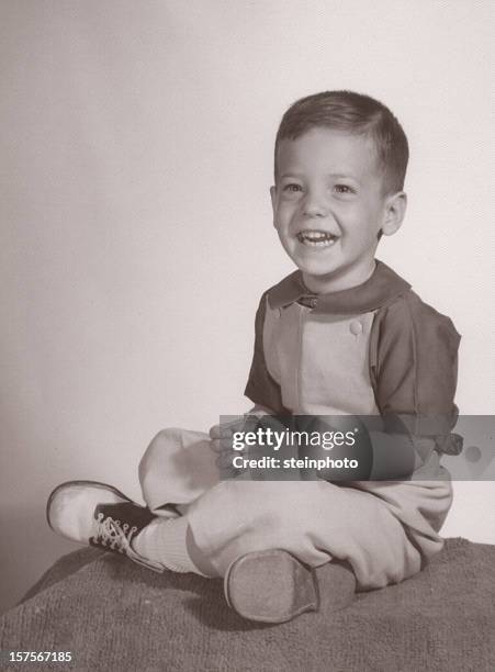vintage portrait of young boy - 1960 stock pictures, royalty-free photos & images