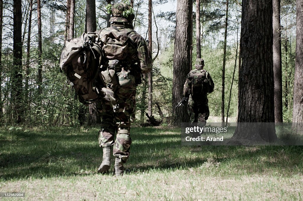 Soldiers in a forest