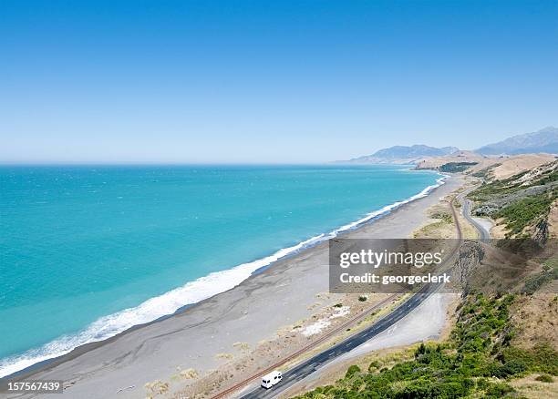 camper van adventure freedom - kaikoura stock pictures, royalty-free photos & images