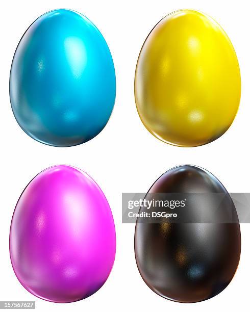 coloured eggs - cmyk stock pictures, royalty-free photos & images