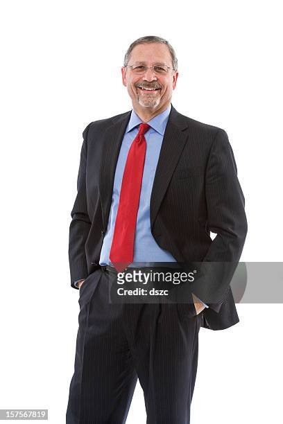 mature homme d'affaires portant costume - cravate fond blanc photos et images de collection