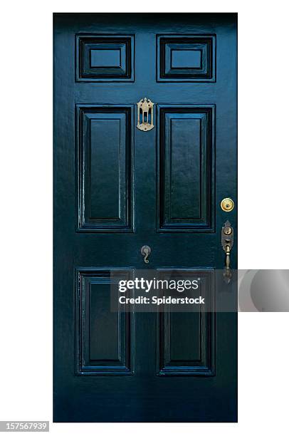 old front door with clipping path - peephole stock pictures, royalty-free photos & images