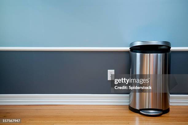 empty room with modern trash can - garbage bin stock pictures, royalty-free photos & images