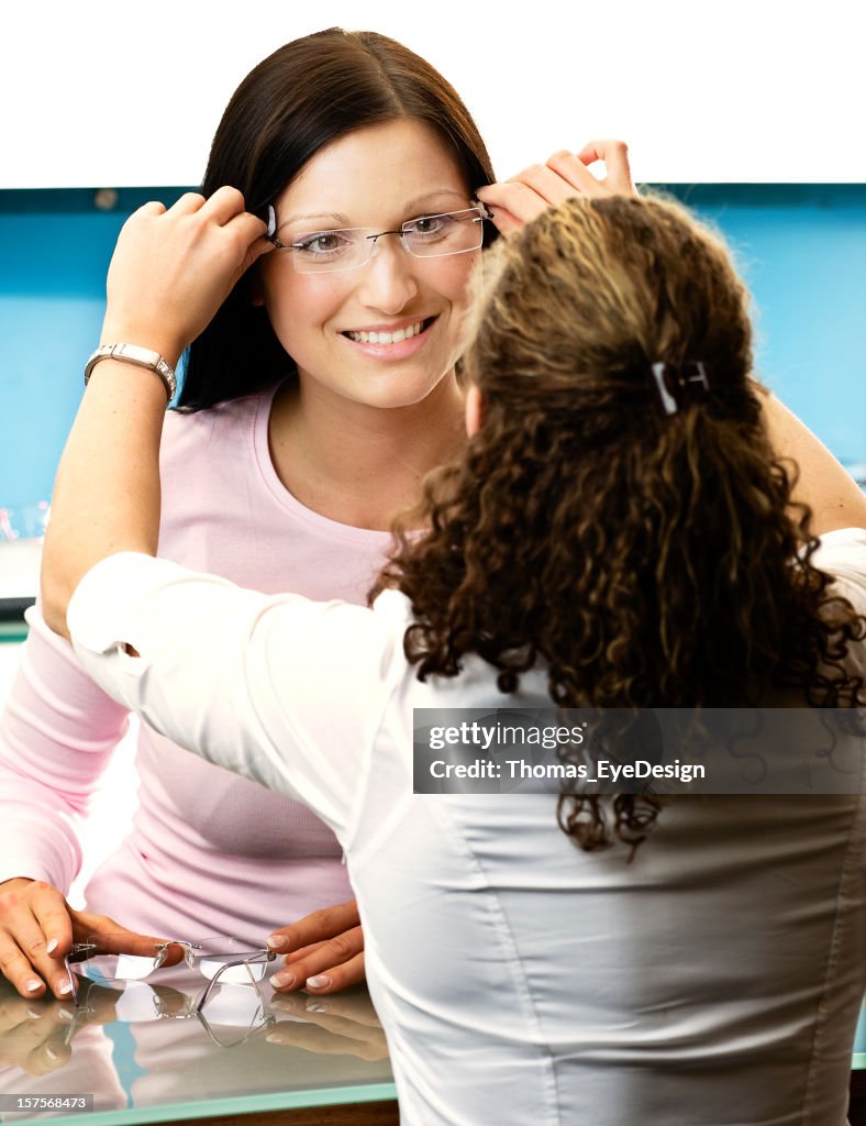 Young Woman Shopping for New Glasses