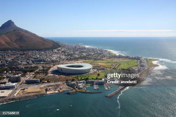 cape town stadium aerial view - cape town football stadium stock pictures, royalty-free photos & images