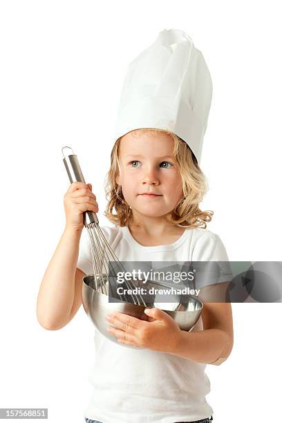 little chef with great aspirations. - kid chef stockfoto's en -beelden