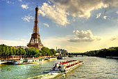 Eiffel Tower and Quay Seine River