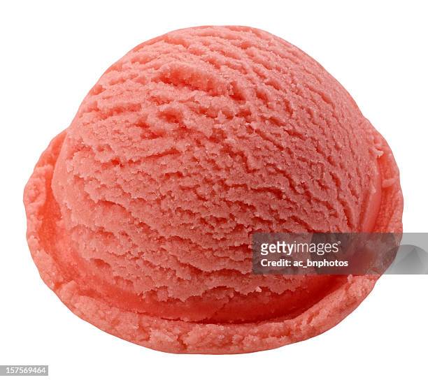strawberry ice cream ball(clipping path) - sorbet isolated stock pictures, royalty-free photos & images
