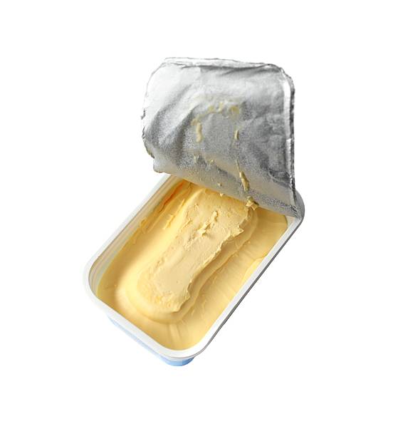 just opened margarine box - isolated on white