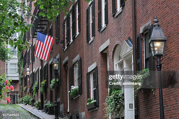 row homes - acorn street boston stock pictures, royalty-free photos & images