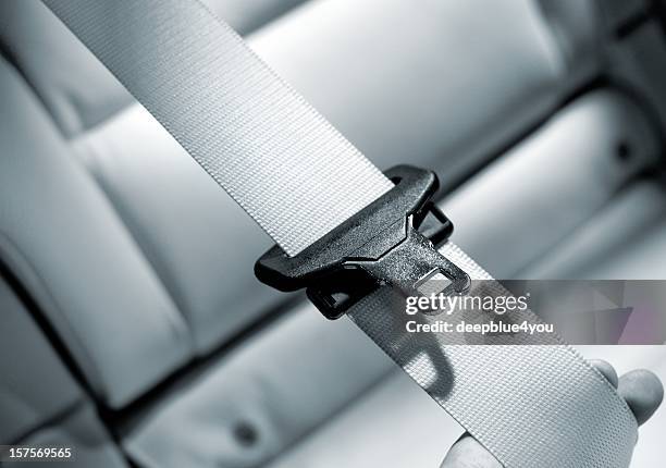 seat belt interior of modern car close up - safety harness stockfoto's en -beelden