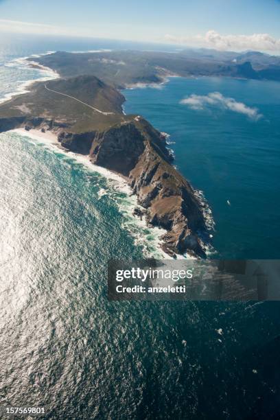 flying over cape of good hope, south africa - cape peninsula stock pictures, royalty-free photos & images