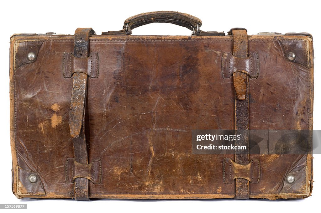 Isolated vintage old suitcase