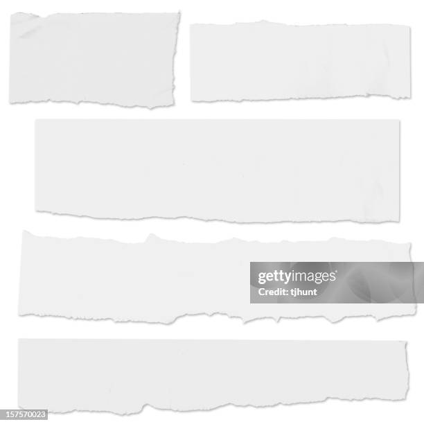 multiple blank paper tears on white w/drop shadow - krant stockfoto's en -beelden