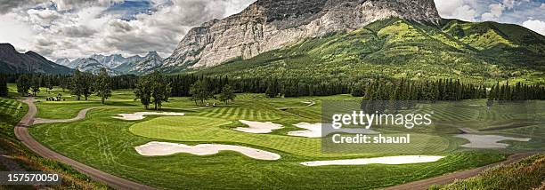 mountain golf course - golf panoramic stock pictures, royalty-free photos & images