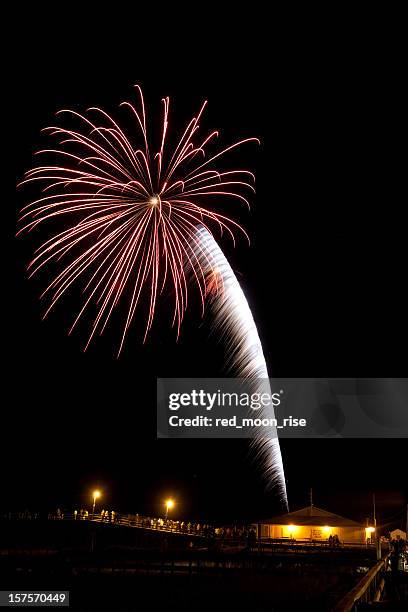 beach fireworks - firework finale stock pictures, royalty-free photos & images