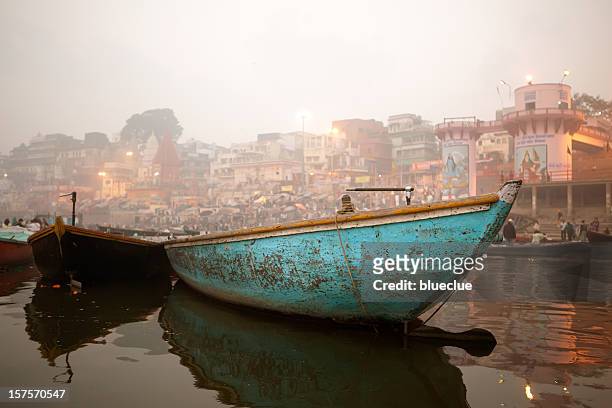varanasi sunrise and fog - bathing ghat stock pictures, royalty-free photos & images