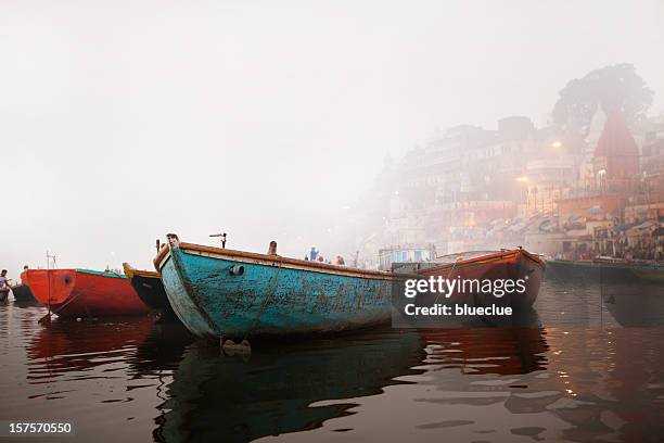 varanasi sunrise and fog - varanasi stock pictures, royalty-free photos & images