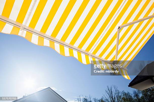awning - striped awning stock pictures, royalty-free photos & images