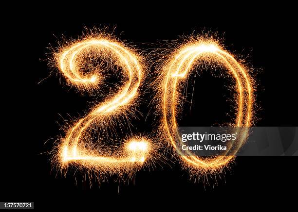 sparkling number 20 (xxl) - getal 20 stockfoto's en -beelden