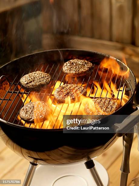 turkey burgers on a charcoal bbq - summer turkey burger stock pictures, royalty-free photos & images