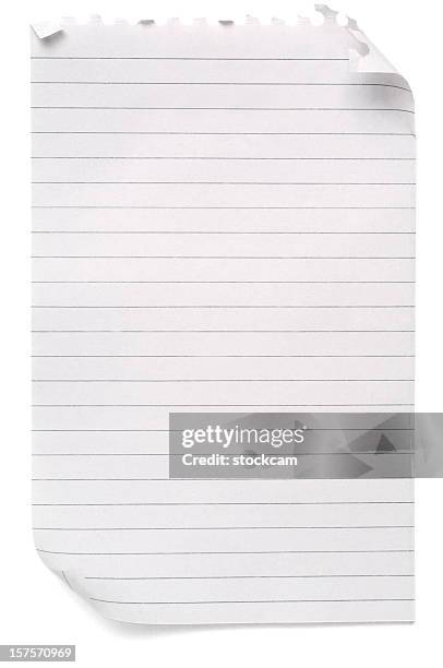 lined sheet of blank note paper - ripped lined paper stock pictures, royalty-free photos & images