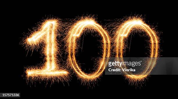 sparkling number 100 (xxl) - getal 100 stockfoto's en -beelden