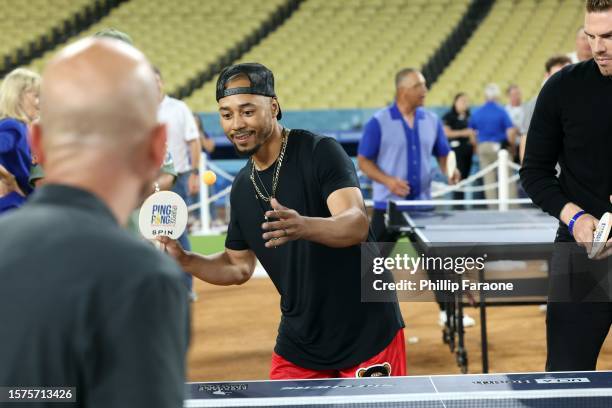 Mookie Betts and Freddie Freeman attend Ping Pong 4 Purpose 2023 presented by Skechers and UCLA Health at Dodger Stadium on July 27, 2023 in Los...