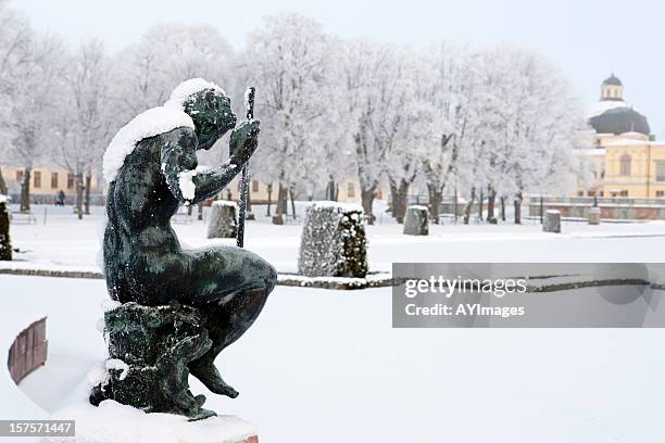 winter gardens at drottningholm palace (sweden) - stockholm winter stock pictures, royalty-free photos & images