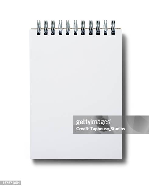 blank white spiral notepad on white background - spiral bound stock pictures, royalty-free photos & images