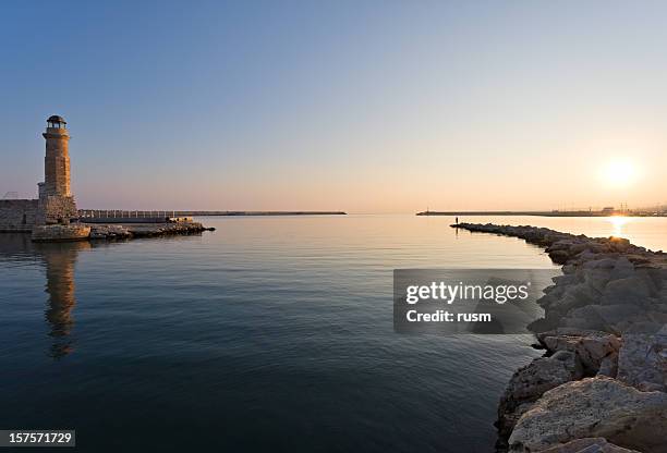 sunrise in crete island, greece - crete rethymnon stock pictures, royalty-free photos & images