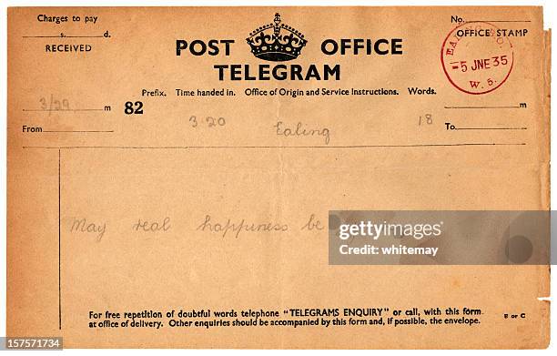 hochzeit guten wünsche telegramm 1935 - 1935 stock-fotos und bilder