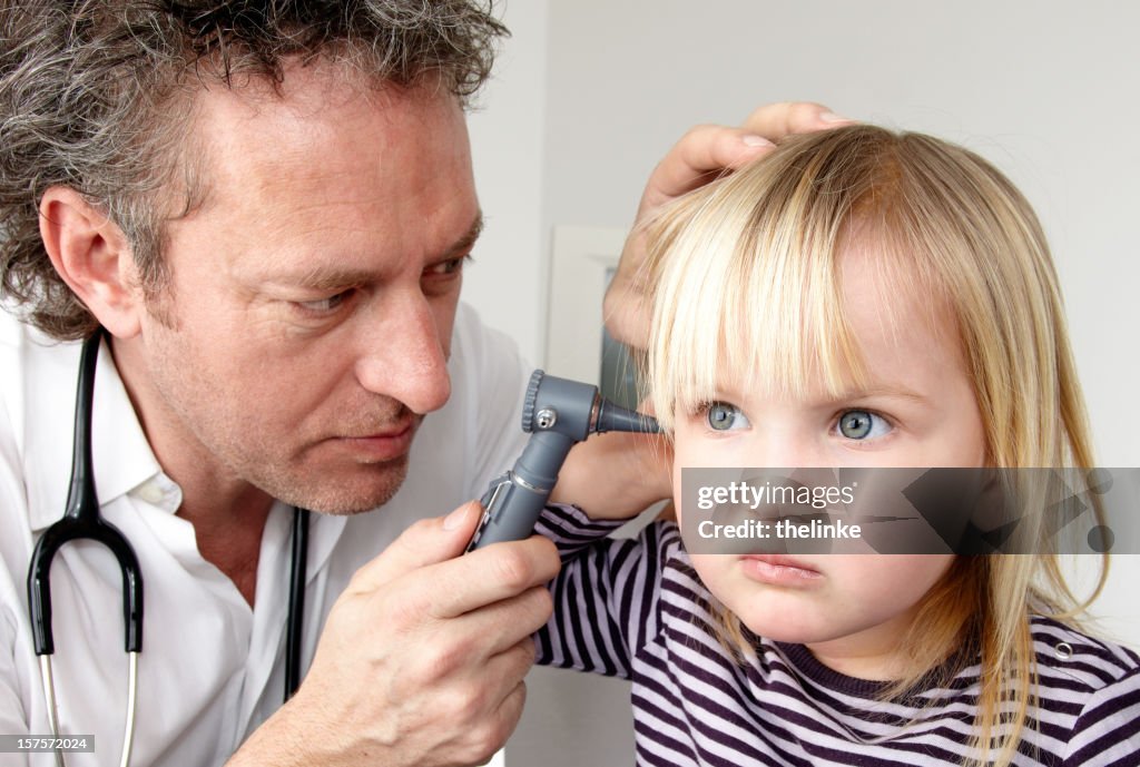 Ear exam of a young girl