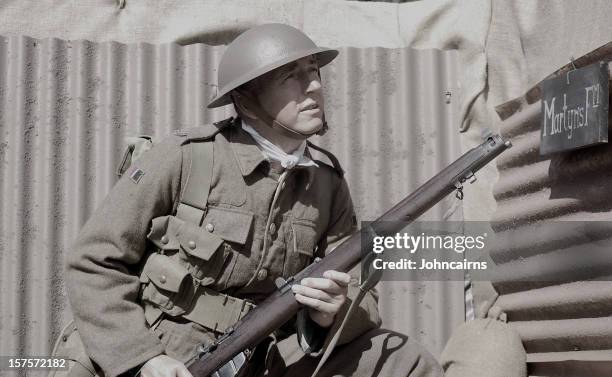 ww1 soldier. - army soldier helmet stock pictures, royalty-free photos & images