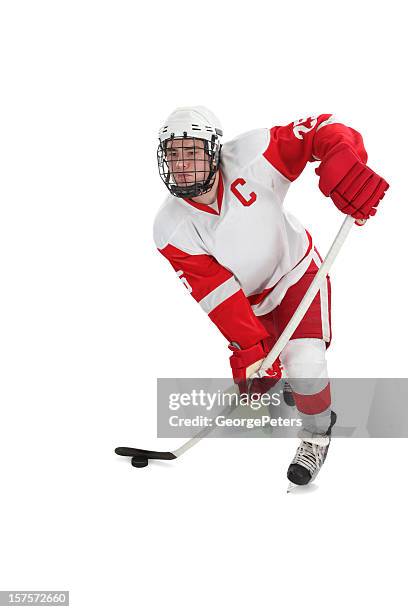 hockey-spieler mit clipping path - eishockey liga stock-fotos und bilder