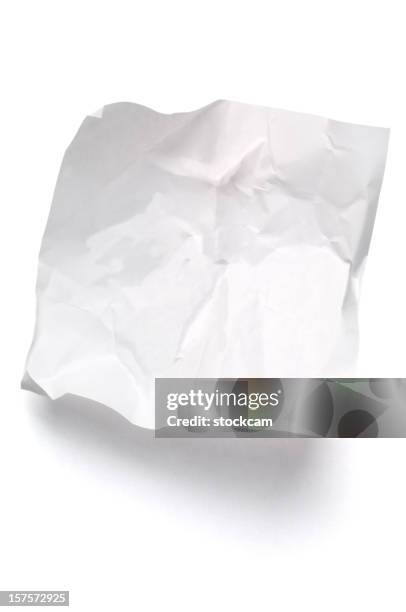 white crumpled note paper isolated - prop stockfoto's en -beelden