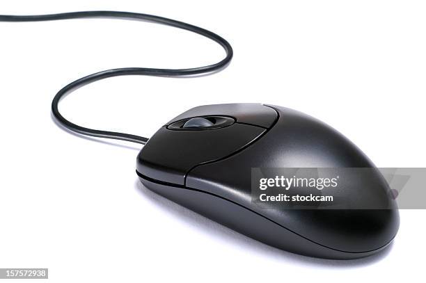 black isolated computer mouse - computer mouse isolated stock pictures, royalty-free photos & images