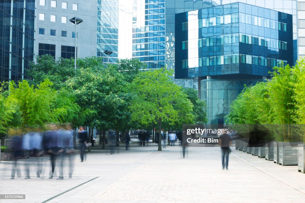 Business People Walking in Modern Financial District